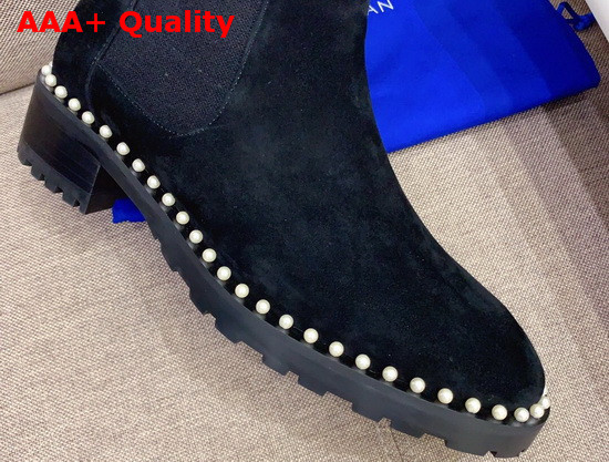 Stuart Weitzman The Cline Bootie in Black Suede Leather Replica