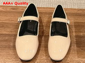 The Row Ava Shoe in Beige Patent Leather Replica
