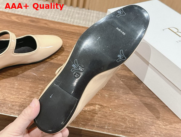 The Row Ava Shoe in Beige Patent Leather Replica