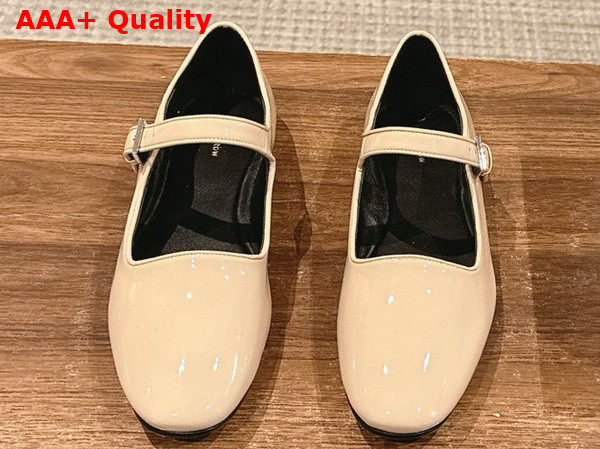 The Row Ava Shoe in Beige Patent Leather Replica