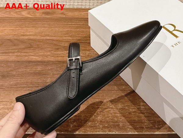 The Row Ava Shoe in Black Leather Replica
