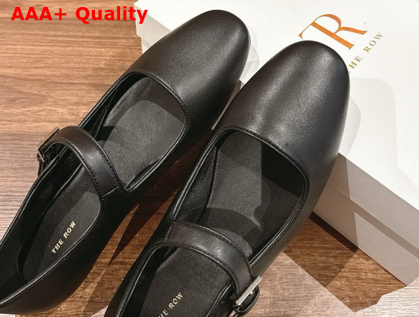 The Row Ava Shoe in Black Leather Replica