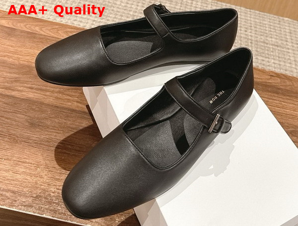 The Row Ava Shoe in Black Leather Replica