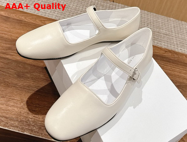 The Row Ava Shoe in Ivory Leather Replica