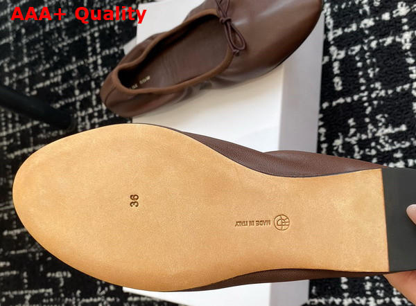 The Row Awar Ballerina Flat Dark Brown Smooth Nappa Leather Replica