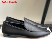 The Row Awar Flat Loafer in Black Leather Replica