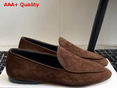 The Row Awar Flat Loafer in Brown Suede Leather Replica