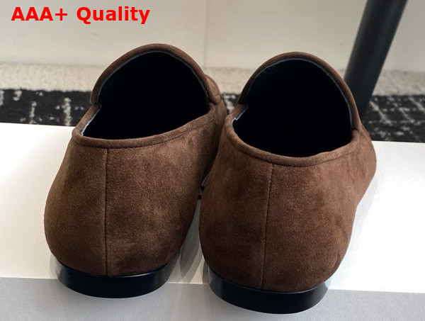 The Row Awar Flat Loafer in Brown Suede Leather Replica
