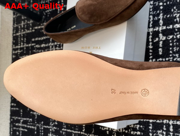 The Row Awar Flat Loafer in Brown Suede Leather Replica