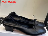 The Row Awar Heeled Ballerina in Black Leather Replica