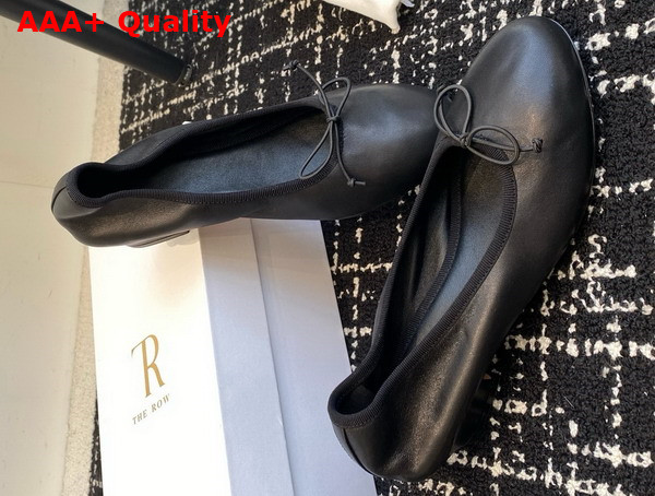 The Row Awar Heeled Ballerina in Black Leather Replica