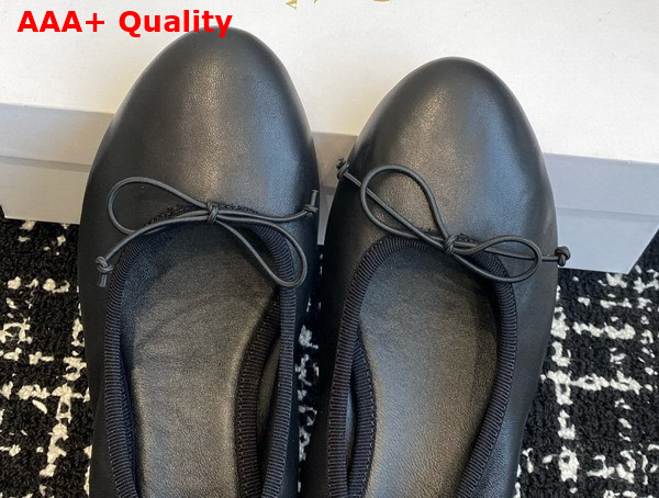 The Row Awar Heeled Ballerina in Black Leather Replica