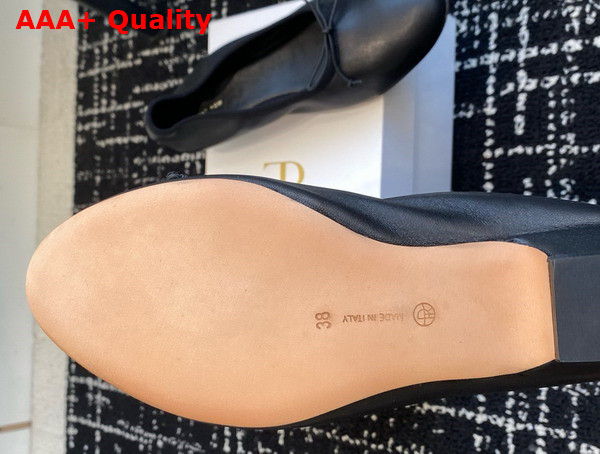 The Row Awar Heeled Ballerina in Black Leather Replica
