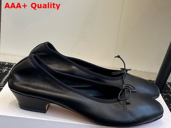 The Row Awar Heeled Ballerina in Black Leather Replica