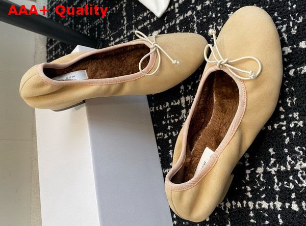 The Row Awar Heeled Ballerina in Suede Almond Replica