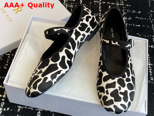 The Row Boheme MJ Shoe in Leopard Pony Hair White and Black Replica