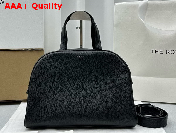 The Row Bowling Bag Two in Black Grained Calfskin Leather Replica