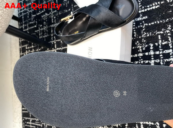 The Row Buckle Sandal in Black Pony Hair Replica