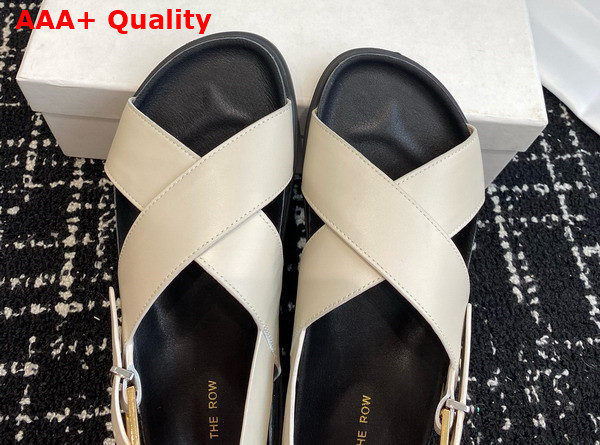The Row Buckle Sandal in White Leather Replica