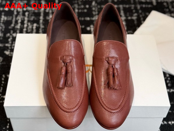 The Row Caden Loafer Chestnut Softly Grained Calfskin Leather Replica