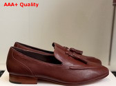 The Row Caden Loafer Chestnut Softly Grained Calfskin Leather Replica