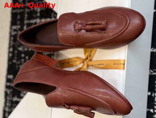 The Row Caden Loafer Chestnut Softly Grained Calfskin Leather Replica