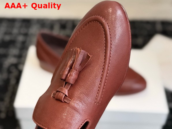 The Row Caden Loafer Chestnut Softly Grained Calfskin Leather Replica