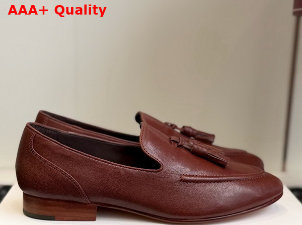 The Row Caden Loafer Chestnut Softly Grained Calfskin Leather Replica
