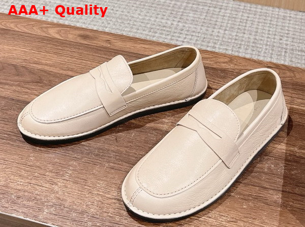 The Row Cary Loafer in Beige Leather Replica