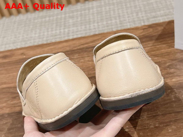 The Row Cary Loafer in Beige Leather Replica