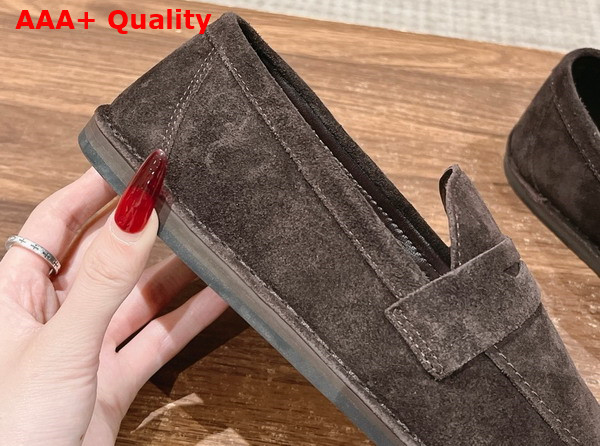 The Row Cary Loafer in Brown Suede Replica