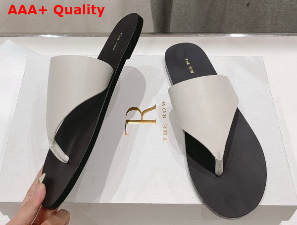 The Row City Flip Flop in White Leather Replica