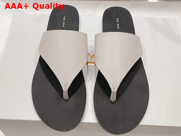 The Row City Flip Flop in White Leather Replica