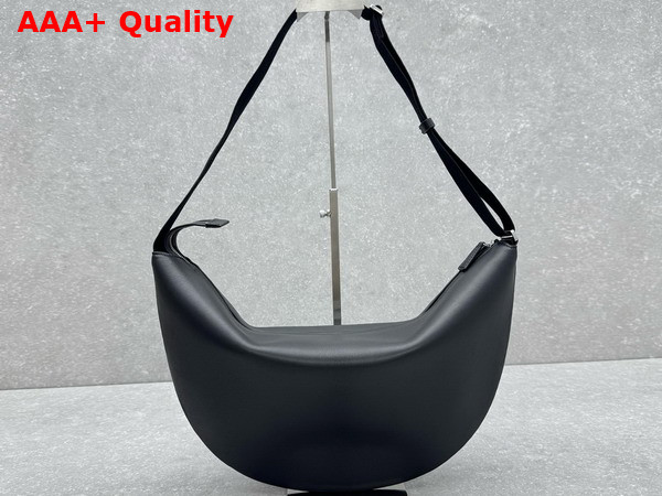 The Row Crossbody Crescent Bag in Black Grainy Leather Replica