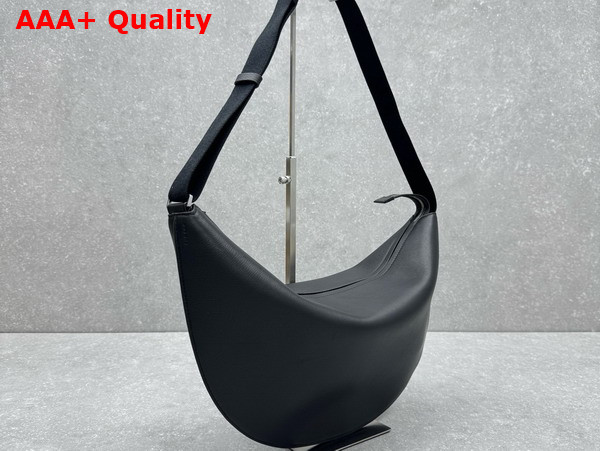 The Row Crossbody Crescent Bag in Black Grainy Leather Replica