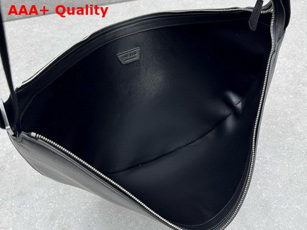 The Row Crossbody Crescent Bag in Black Grainy Leather Replica