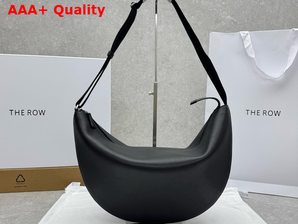 The Row Crossbody Crescent Bag in Black Grainy Leather Replica