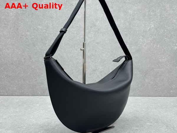 The Row Crossbody Crescent Bag in Leather Black Replica