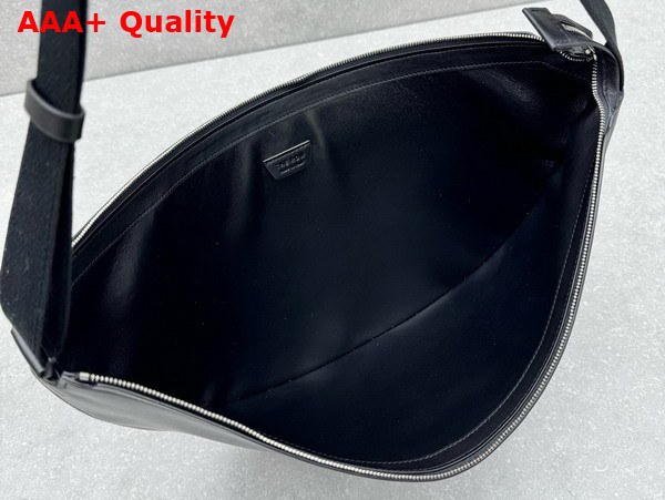 The Row Crossbody Crescent Bag in Leather Black Replica