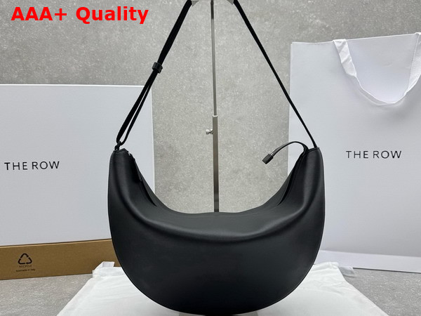 The Row Crossbody Crescent Bag in Leather Black Replica