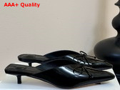 The Row Cubisto Slingbacks in Black Glazed Leather Replica
