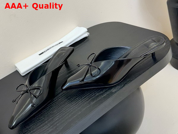The Row Cubisto Slingbacks in Black Glazed Leather Replica
