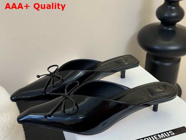 The Row Cubisto Slingbacks in Black Glazed Leather Replica