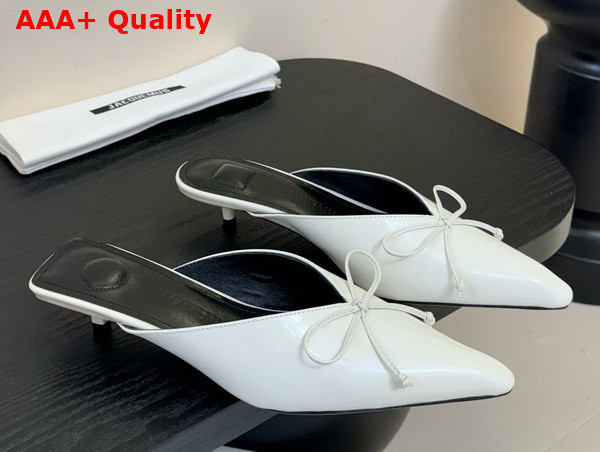 The Row Cubisto Slingbacks in White Glazed Leather Replica