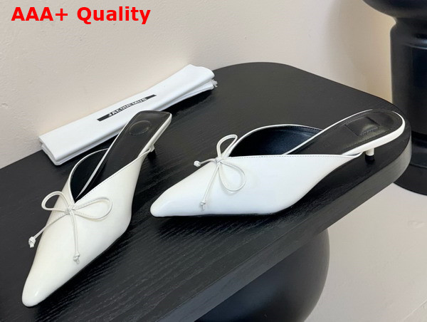 The Row Cubisto Slingbacks in White Glazed Leather Replica