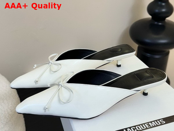 The Row Cubisto Slingbacks in White Glazed Leather Replica