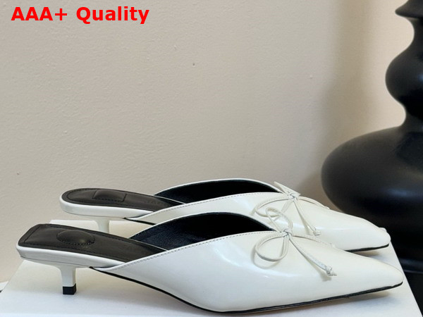 The Row Cubisto Slingbacks in White Glazed Leather Replica