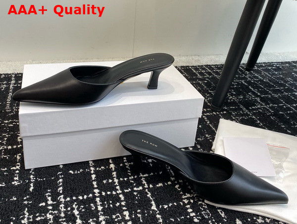 The Row Cybil Mule in Black Leather Replica