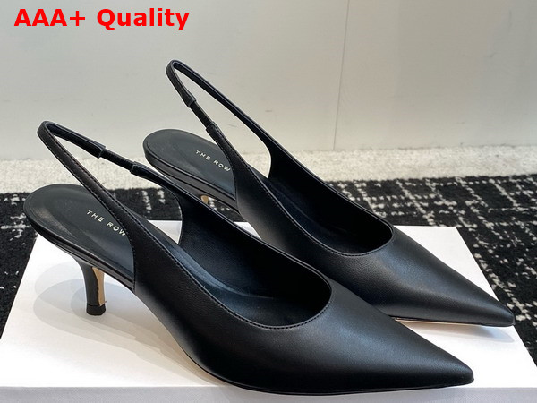 The Row Cybil Pump in Black Leather Replica