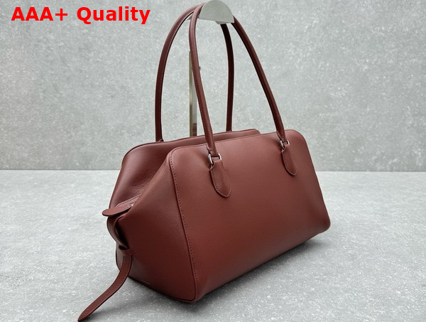 The Row EW Bowling Bag in Barn Red Smooth Calfskin Leather Replica